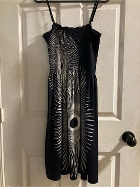 Shoreline Black Midi Dress with White Radiant Print ONE SIZE FIT MOST